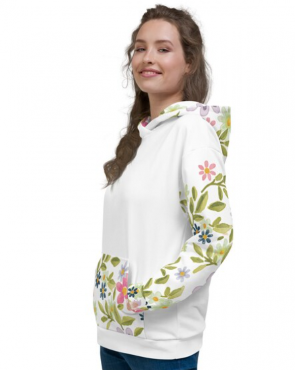 Hoodie dengan cetakan floral yang indah